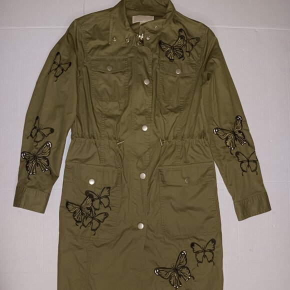 MICHAEL MICHAEL KORS LIGHTWEIGHT BUTTERFLY EMBROIDERED UTILITY JACKET - Picture 6 of 13